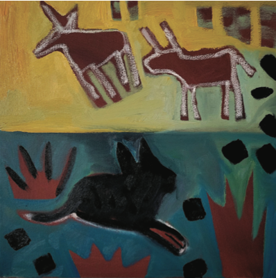 Black Dog Looking Back
