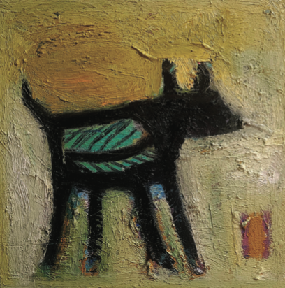 Black Dog and Turquoise Leaf