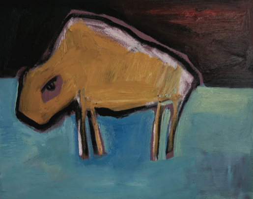 Orange Buffalo in Blue Water
