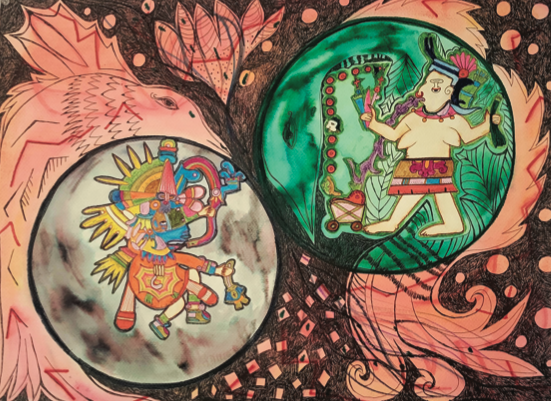 The Meeting of Quetzalcoatl, God of Humanity and Cihuacoatl Goddness of the Earth