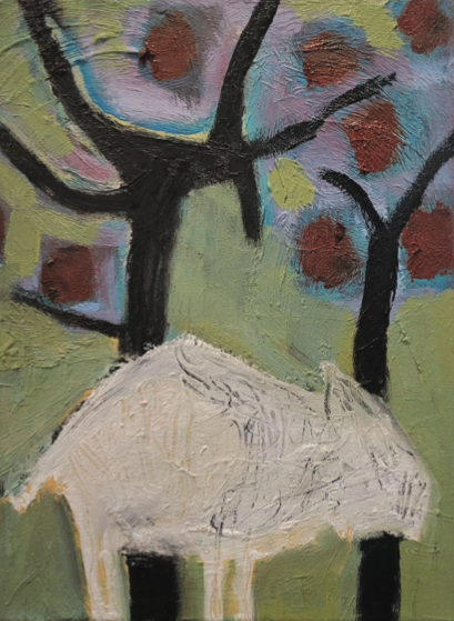 White Buffalo and Apple Trees